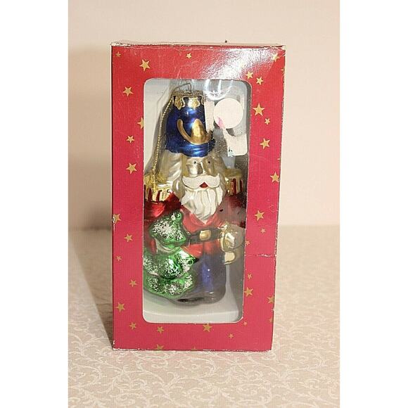Vtg Montgomery Ward Soldier Nutcracker Soldier Holding Tree Bell Glass Ornament - Picture 14 of 16